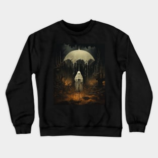 Vintage Halloween Spooky Ghost In The Forest Umbrella Gothic Crewneck Sweatshirt